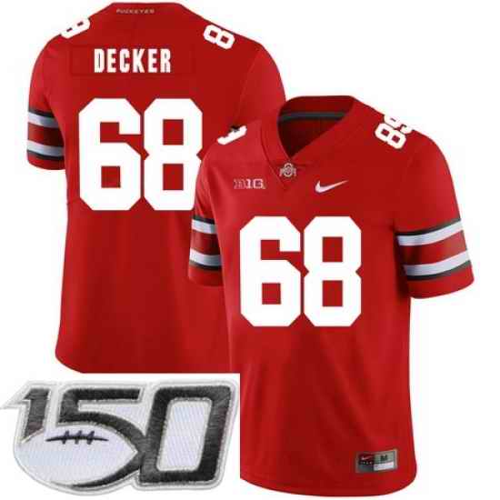 Ohio State Buckeyes 68 Taylor Decker Red Nike College Football Stitched 150th Anniversary Patch Jersey